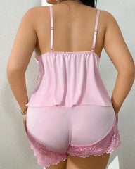 Ensemble Pyjama Satin et Dentelle Grande Taille
