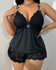 Ensemble Pyjama Satin et Dentelle Grande Taille