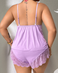 Ensemble Pyjama Satin et Dentelle Grande Taille