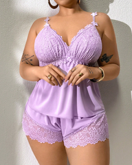 Ensemble Pyjama Satin et Dentelle Grande Taille