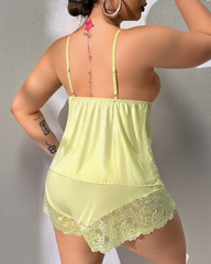 Ensemble Pyjama Satin et Dentelle Grande Taille