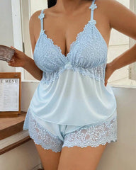 Ensemble Pyjama Satin et Dentelle Grande Taille