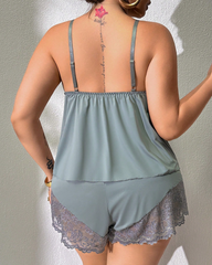 Ensemble Pyjama Satin et Dentelle Grande Taille