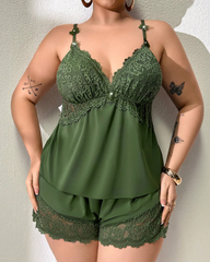 Ensemble Pyjama Satin et Dentelle Grande Taille