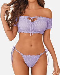 Ensemble de Lingerie Sensuel en Maille Transparente à Une Épaule