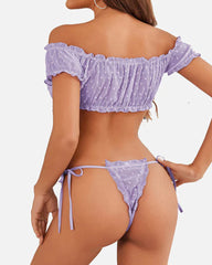 Ensemble de Lingerie Sensuel en Maille Transparente à Une Épaule