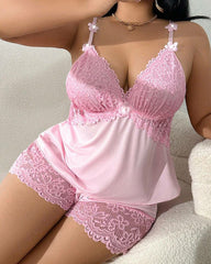 Ensemble Pyjama Satin et Dentelle Grande Taille