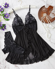 Ensemble de Nuisette en Dentelle Transparente
